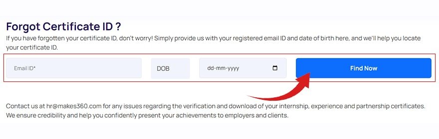 Forgot Certificate ID Makes360