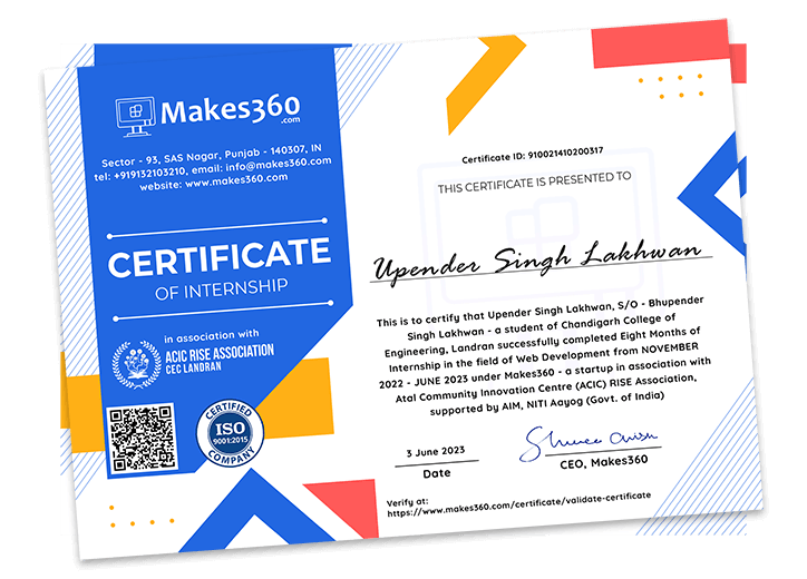 Makes360 Certificates